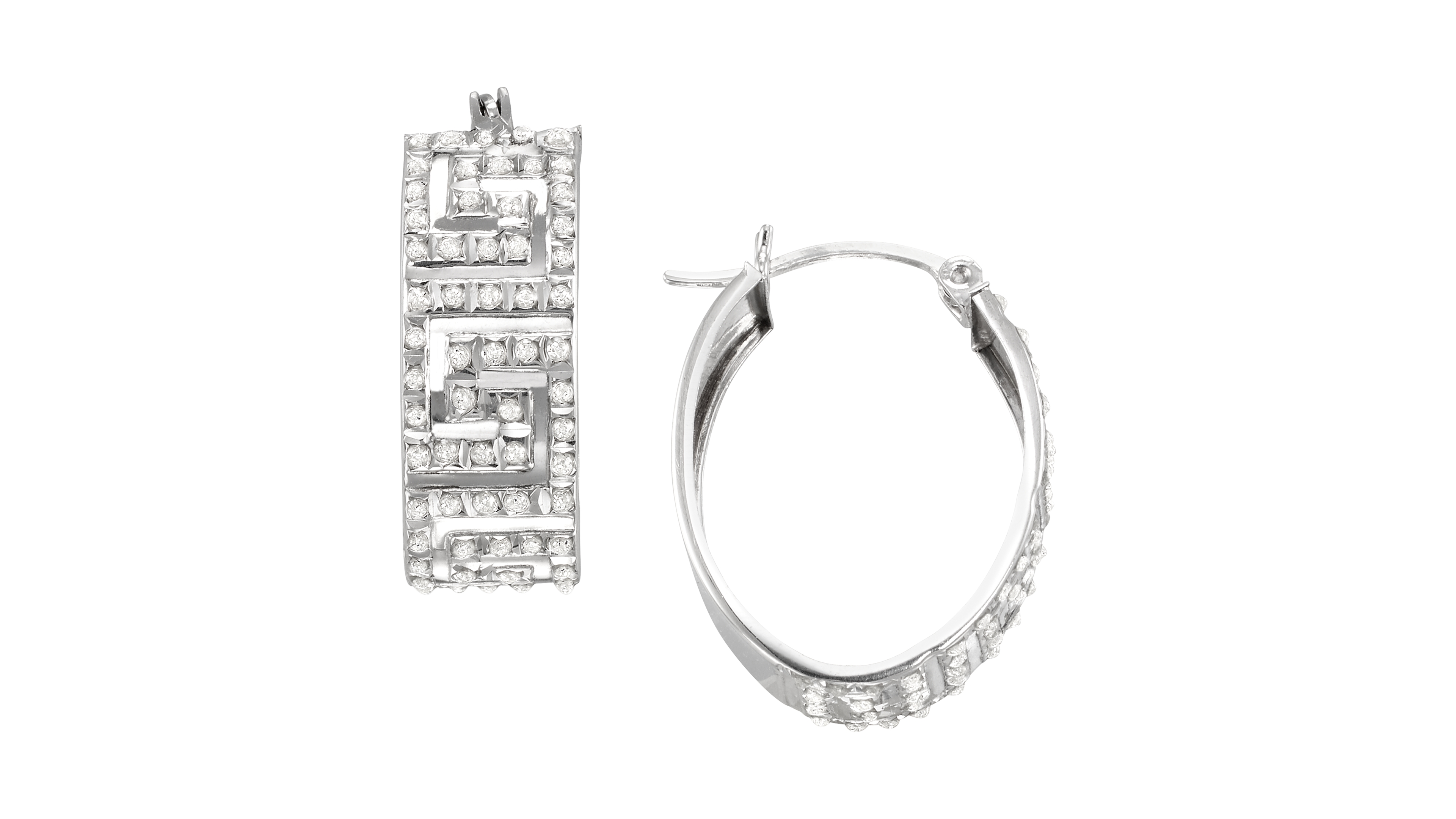 Macy's Diamond Accent Hoop Earrings (0.01 ct. t.w.) in Sterling Silver