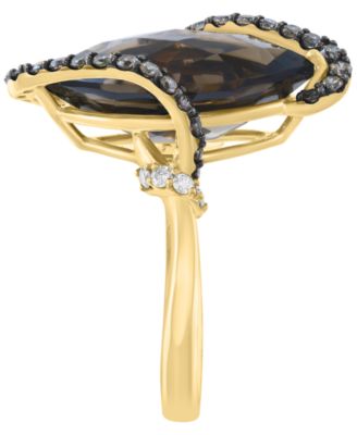 Smoky Quartz (6-1/6 ct. t.w.), Diamond (1/3 ct. t.w.) and Brown Diamond Ring (5/8 ct. t.w.) in 14k Yellow Gold