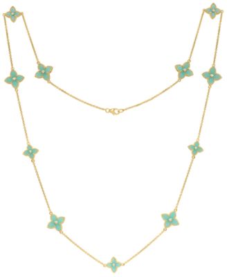 Amazonite (30-5/8 ct. t.w.) and White Topaz (1/4 ct. t.w.) Necklace in 14k Yellow Gold Over Silver