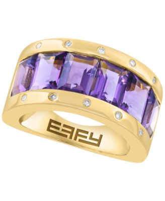 Amethyst (5-5/8 ct. t.w.) and Diamond Ring (1/20 ct. t.w.) in 14k Yellow Gold over Silver