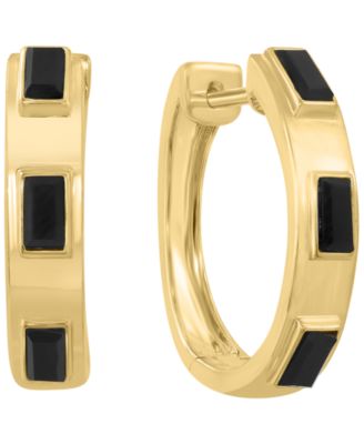 Onyx Earrings in 14k Yellow Gold Over Silver