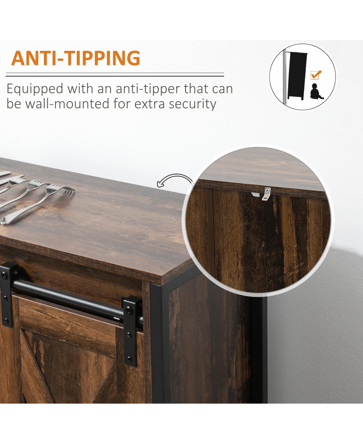 Homcom Industrial Sideboard Cabinet with Sliding Barn Doors,