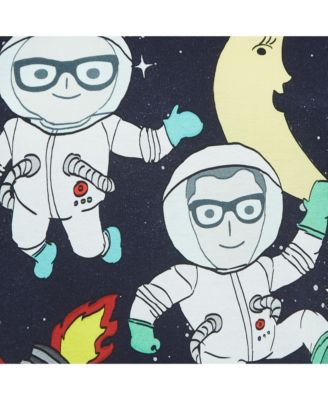 Women's Navy Blue Space Print Cotton Half Sleeve T-Shirt