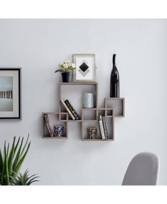 Intersecting Cube Shelves - Weathered Oak