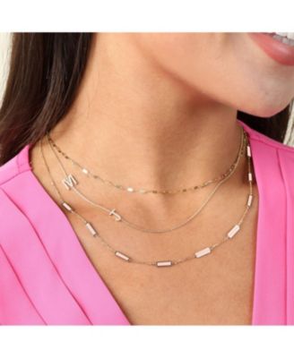 Pink Pearl Bar Chain Necklace 14K Gold