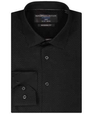 Men's 4-Way Geometric-Print Spread-Collar Woven Dress Shirt