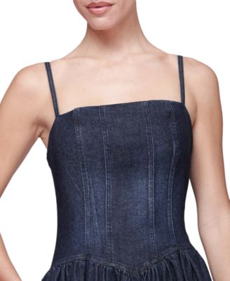 Women's Drop Waist Square Neck Midi Dress