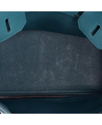 Pre-Owned HERMES Birkin 25 Handbag Green Togo with Palladium Hardware