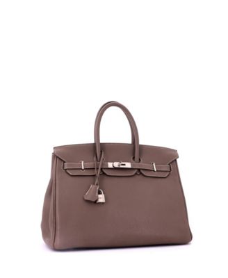 Pre-Owned HERMES  Birkin 35 Handbag Grey Togo with Palladium Hardware