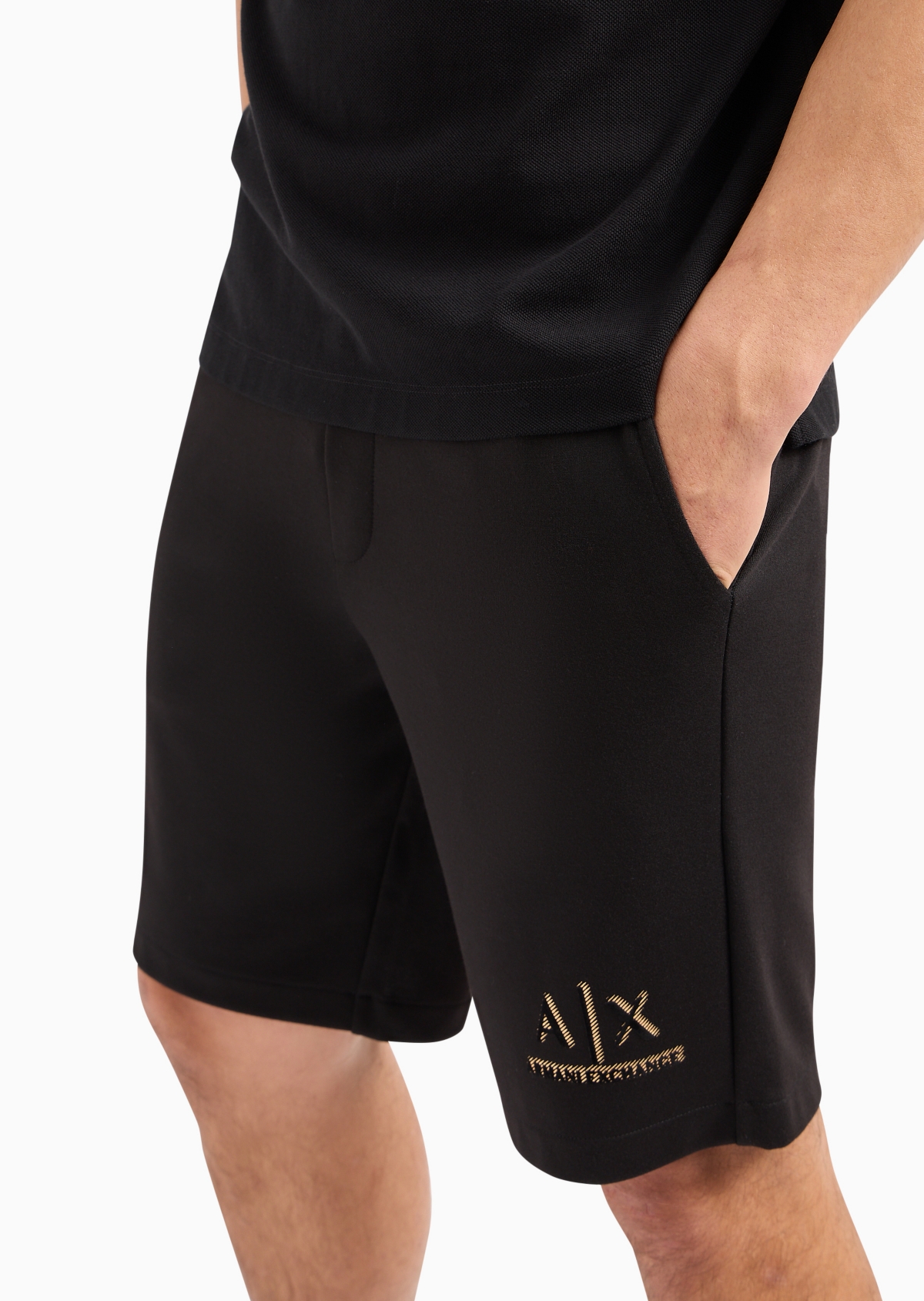 A|X Armani Exchange Men's Metallic Logo-Print 9" Drawstring Shorts