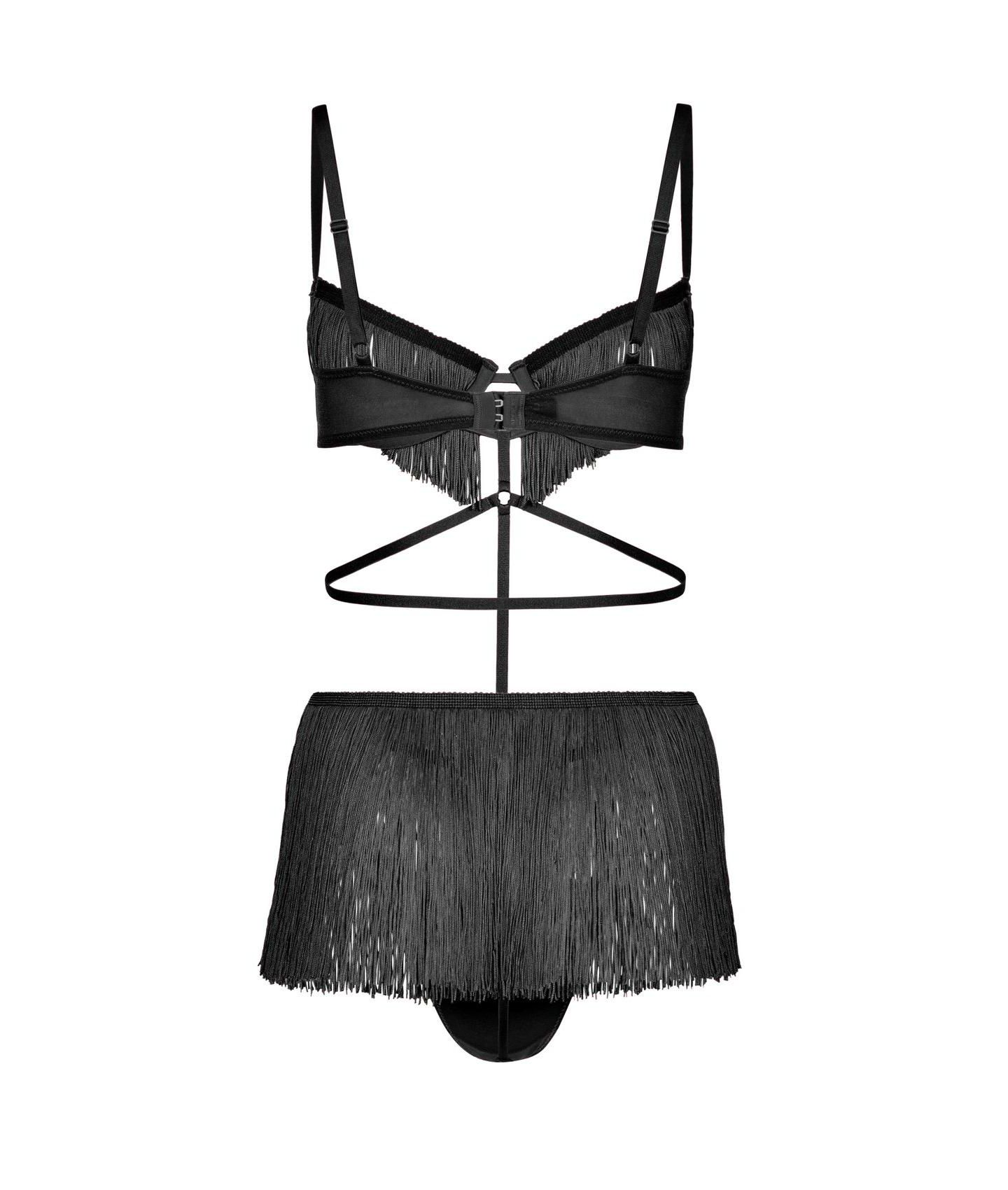 Женский игровой костюм Adore Me Neveah Fringe, нижнее бельё, большие размеры, цвет: Чёрный — фото 4
