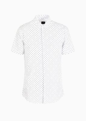 Men's Slim-Fit Tonal Geo Logo-Print Button-Down Shirt