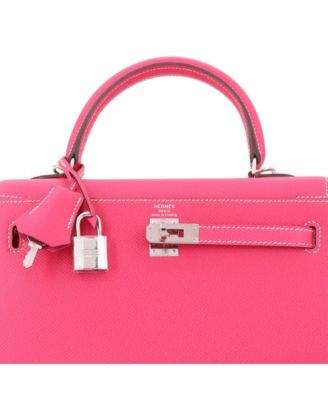 Pre-Owned HERMES Kelly 25 Handbag Pink Epsom with Palladium Hardware