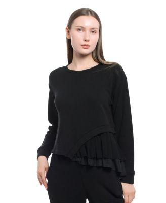 Women's Round Neck Mix Media Sweatshirt