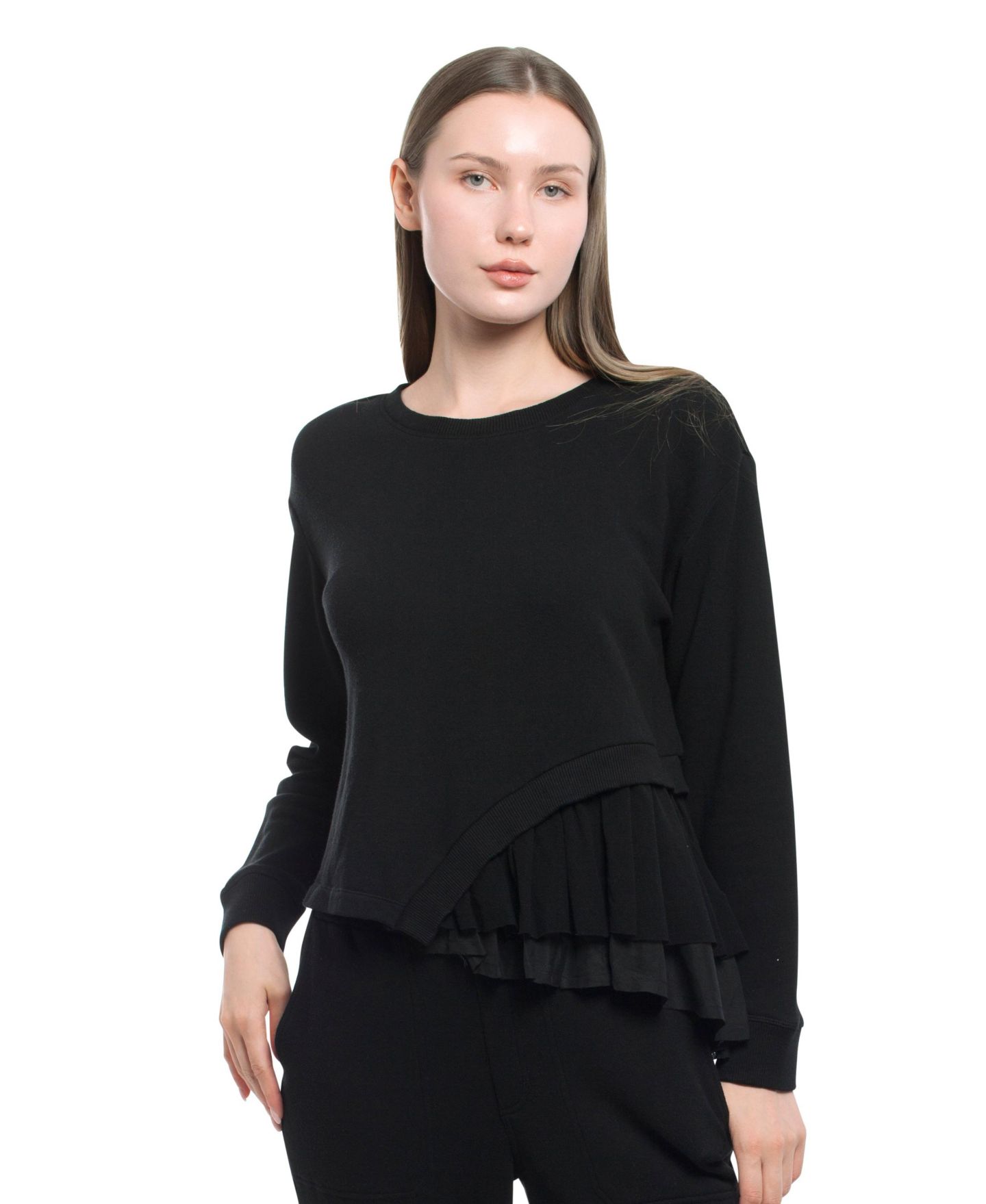 Женская толстовка WILT Clothing Round Neck Mix Media, цвет: Чёрный — фото 7