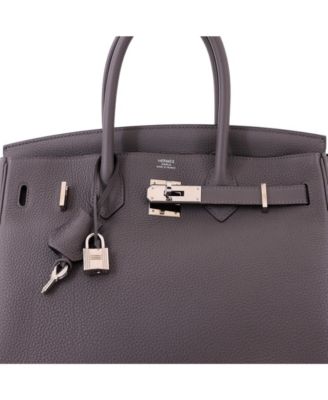 Pre-Owned HERMES Birkin 30 Handbag Grey Togo with Palladium Hardware