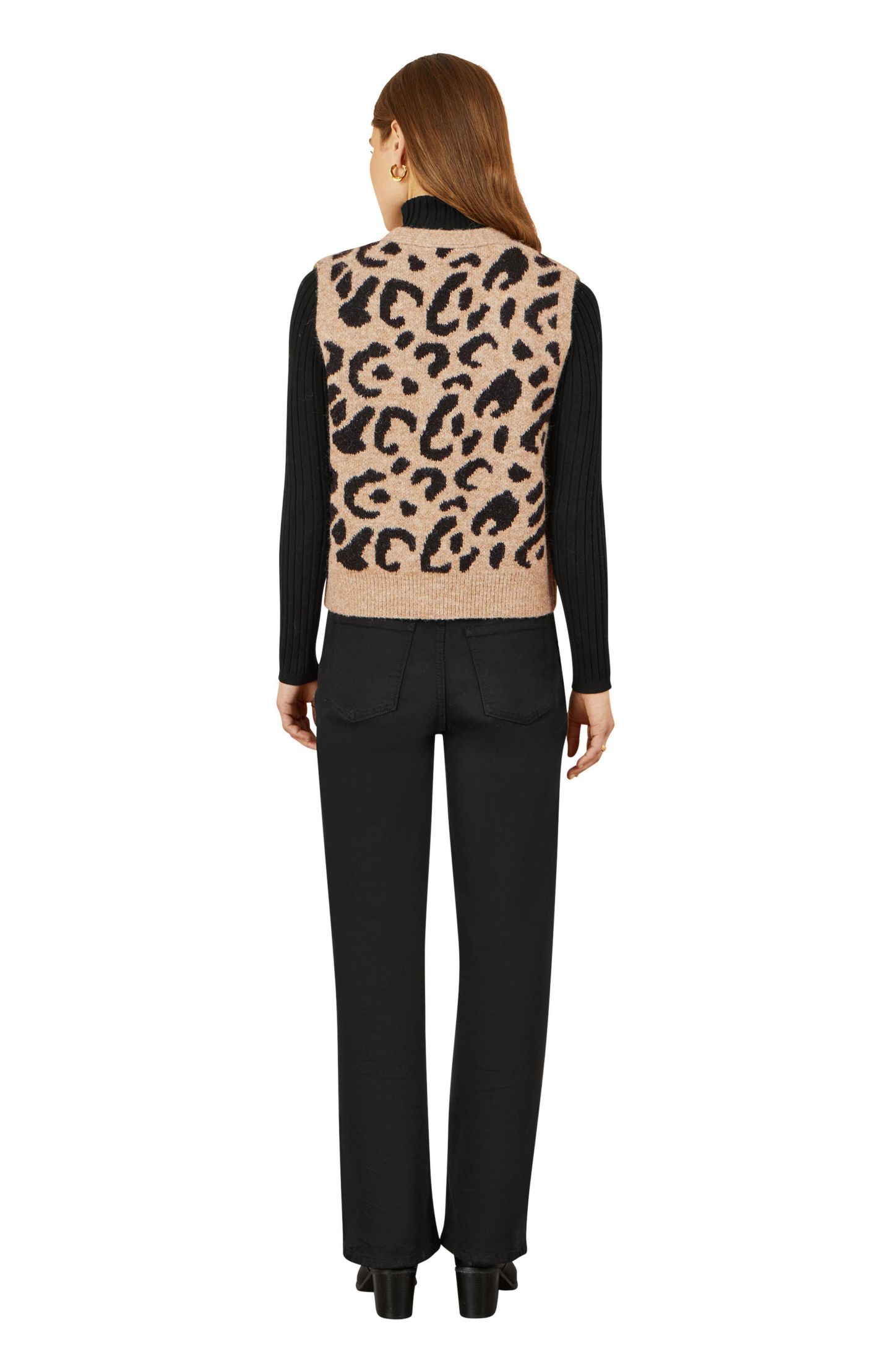 Женские куртки Yumi Knitted Cheetah Print Tie Waistcoat, цвет: Бежевый — фото 2