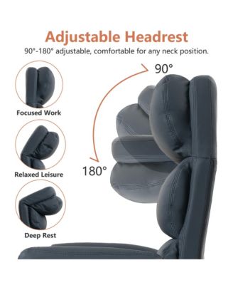 PU Leather Cross-legged Office Chair with Flip-up Arms and Headrest, High-Back Ergonomic Executive Chair with Footrest and Side Pockets