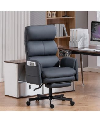 PU Leather Cross-legged Office Chair with Flip-up Arms and Headrest, High-Back Ergonomic Executive Chair with Footrest and Side Pockets