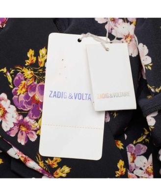 Women's Black Floral Print Silk Pleated Button Front Maxi Dress