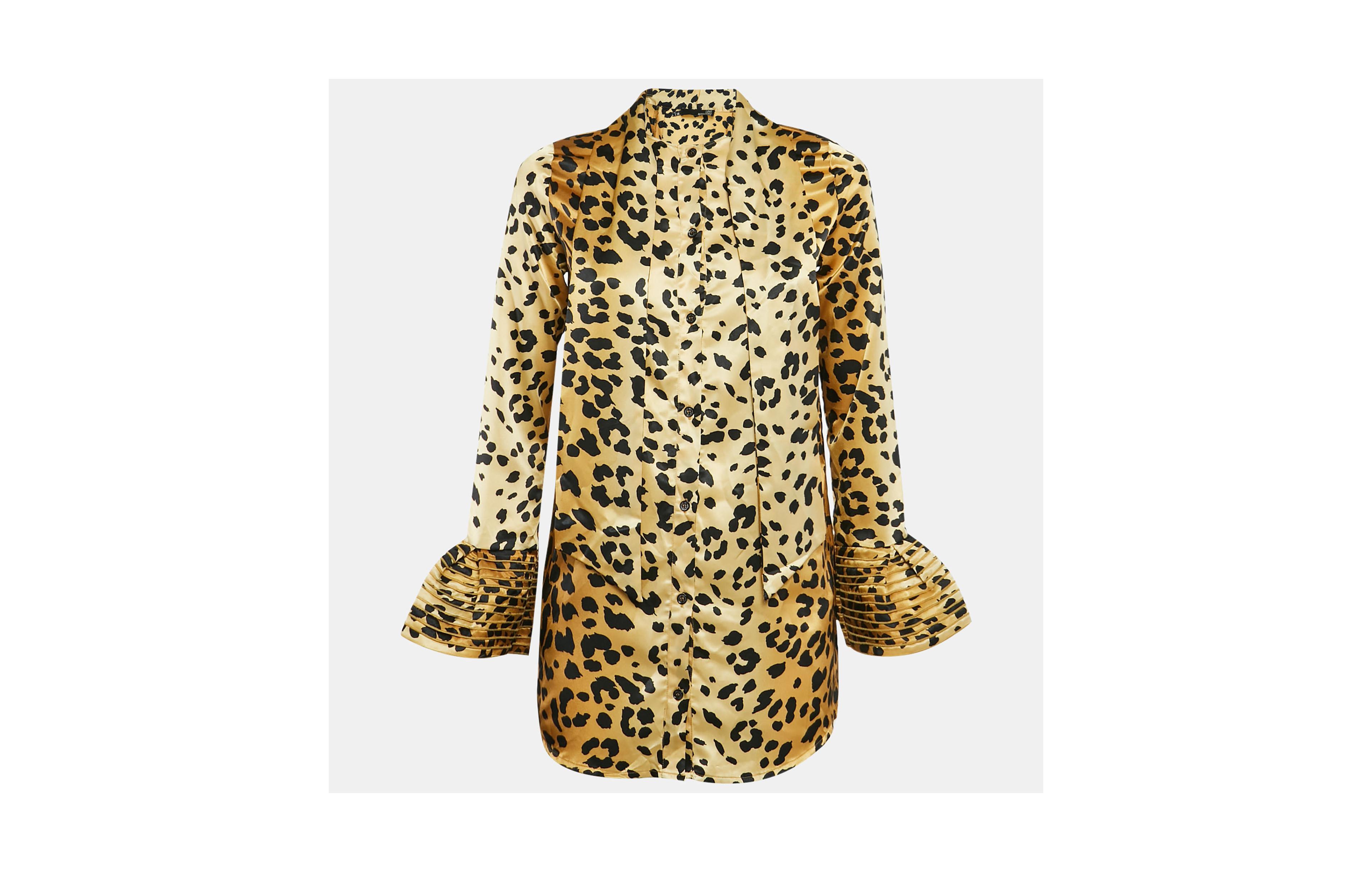 Pre-Owned Love Moschino Women's Brown Leopard Print Satin Mini Dress