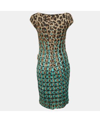 Women's Brown Printed Jersey Short Dress