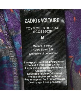 Women's Grey Printed Silk Toy Roses Deluxe Blouse