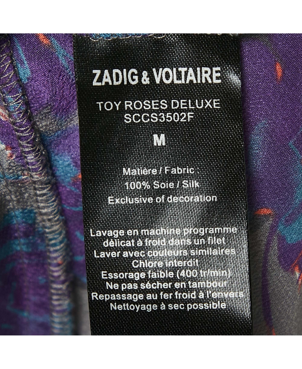 Pre-Owned Zadig & Voltaire Women's Grey Printed Silk Toy Roses Deluxe Blouse
