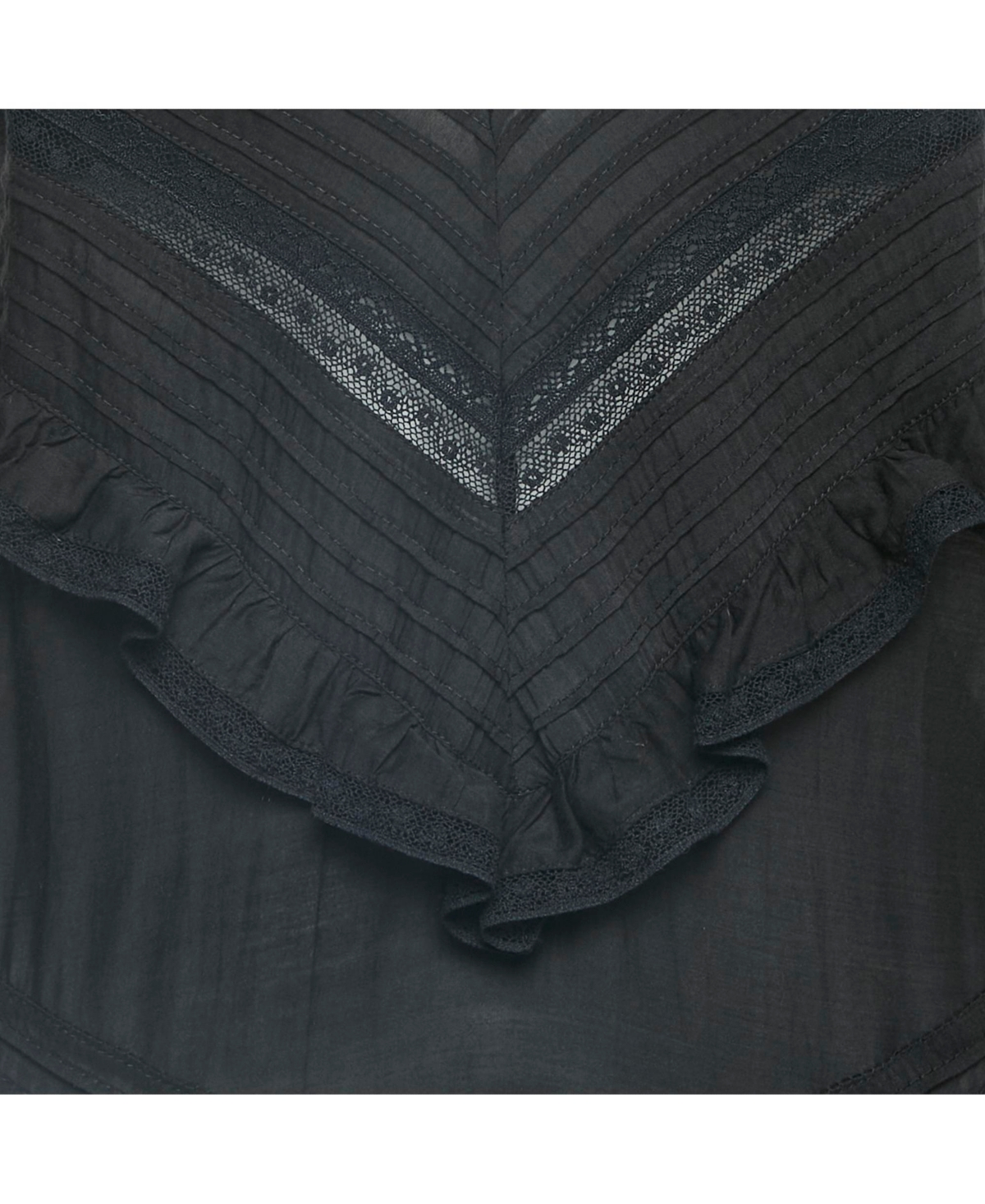 Pre-Owned Zadig & Voltaire Women's Black Cotton Lace Trimmed Tie-Up Detail Asymmetric Midi Dress