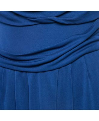 Women's Navy Blue Jersey Draped Detail Sleeveless Mini Dress