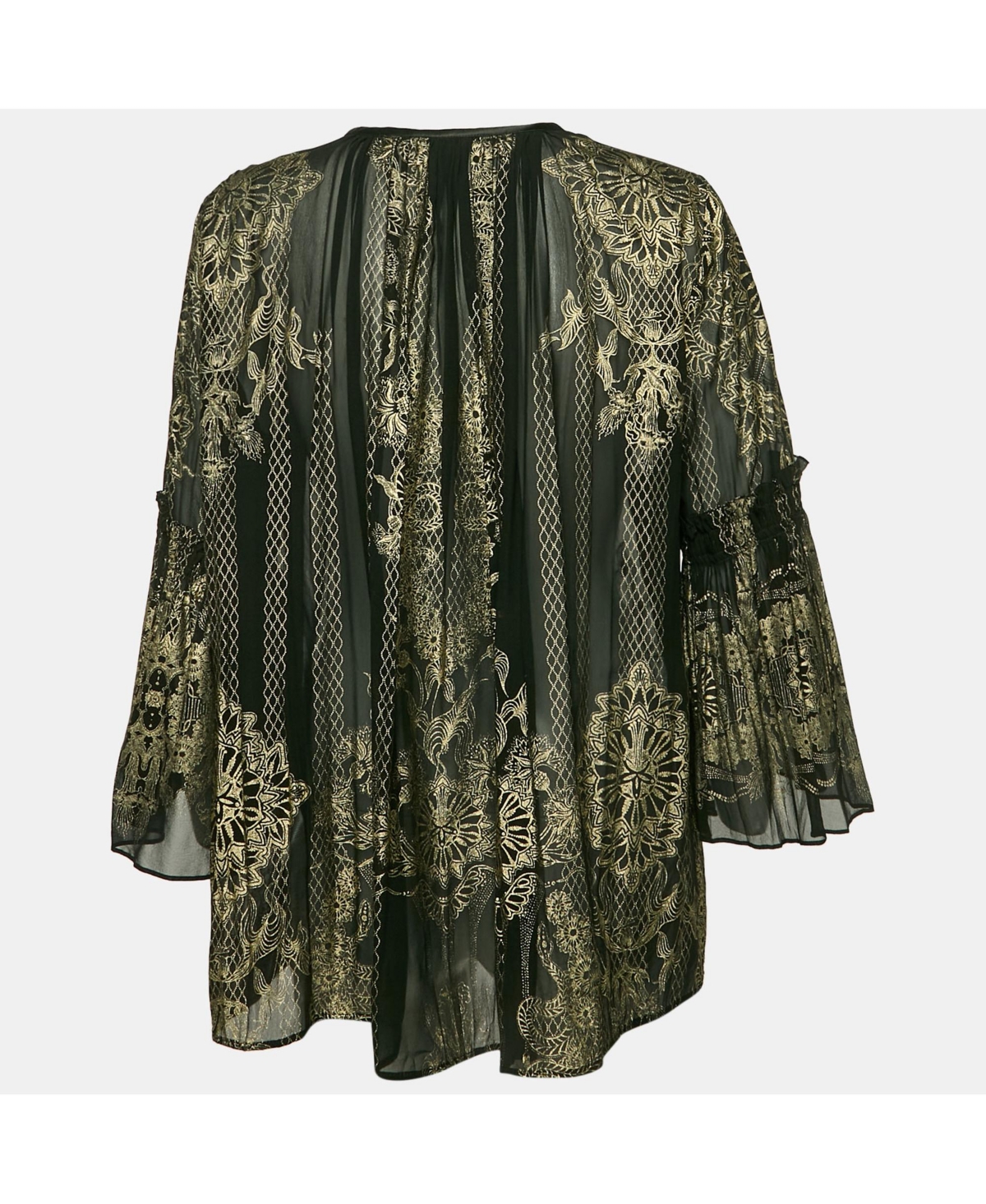 Pre-Owned Roberto Cavalli Women's Black Painted Silk A-Line Blouse