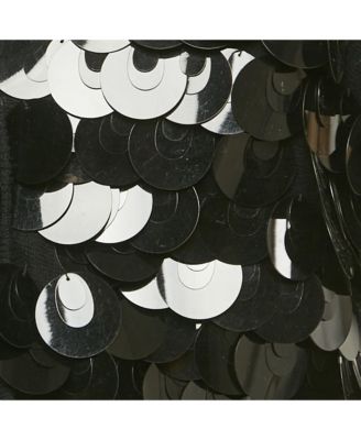 Women's Black Sequined Knit Short Sleeve Cardigan