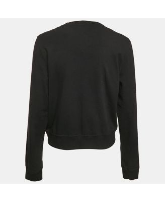 Women's Black Cotton Knit Applique Sweatshirt