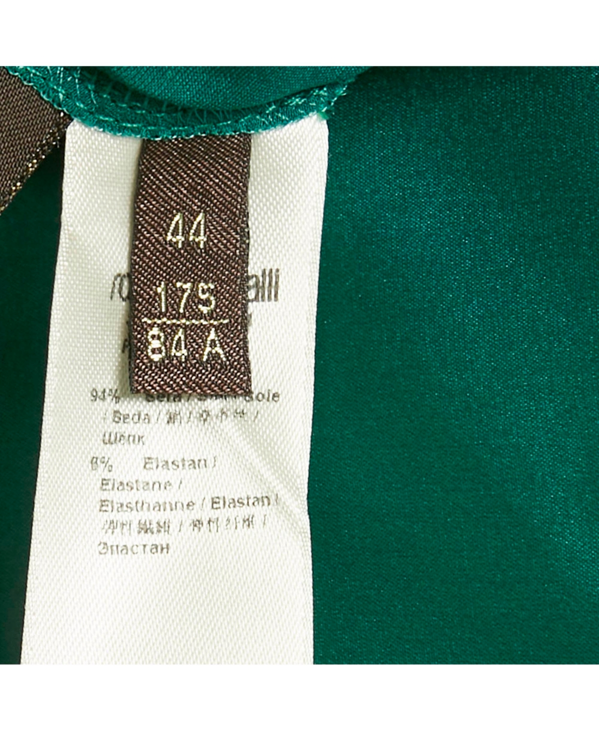 Pre-Owned Roberto Cavalli Women's Green Satin Ruffled High-Low Maxi Skirt