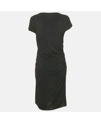 Women's Black Jersey Embellished Ruche Jersey Mini Dress