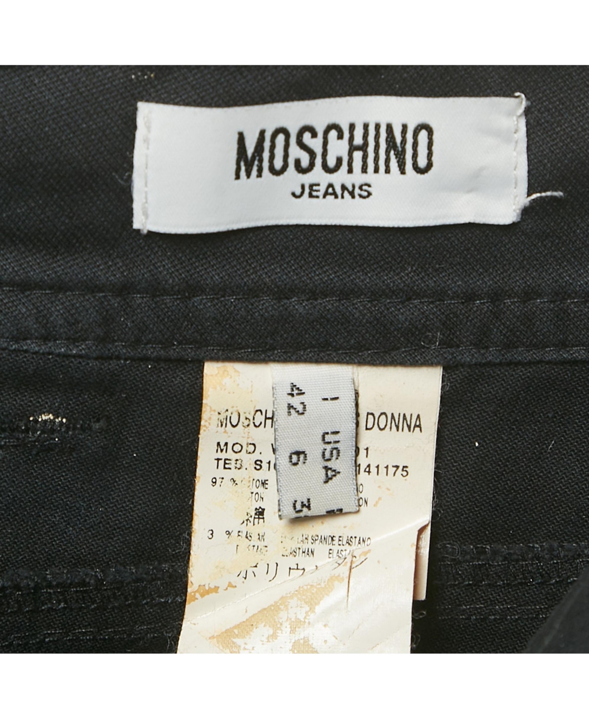 Pre-Owned Moschino Women's Jeans Black Cotton Logo Stud Detail Mini Skirt