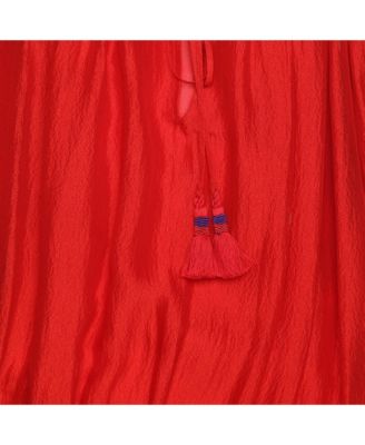 Women's Red Silk And Lace Trim Mini Dress