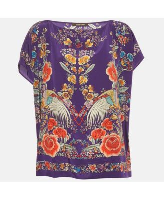 Women's Purple Printed Silk Kaftan Top