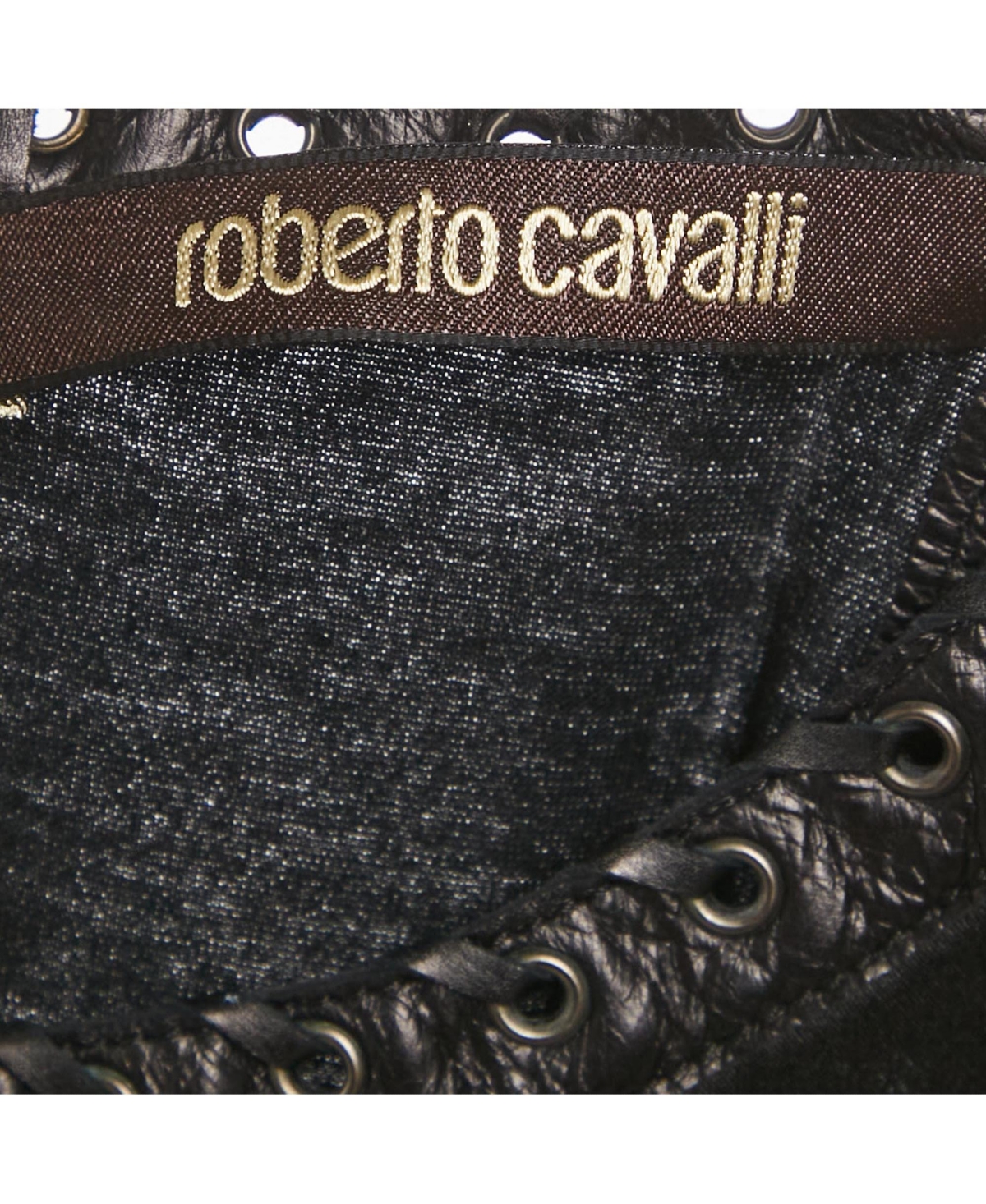 Pre-Owned Roberto Cavalli Women's Floral Print Silk Lace-Up Leather Tank Top