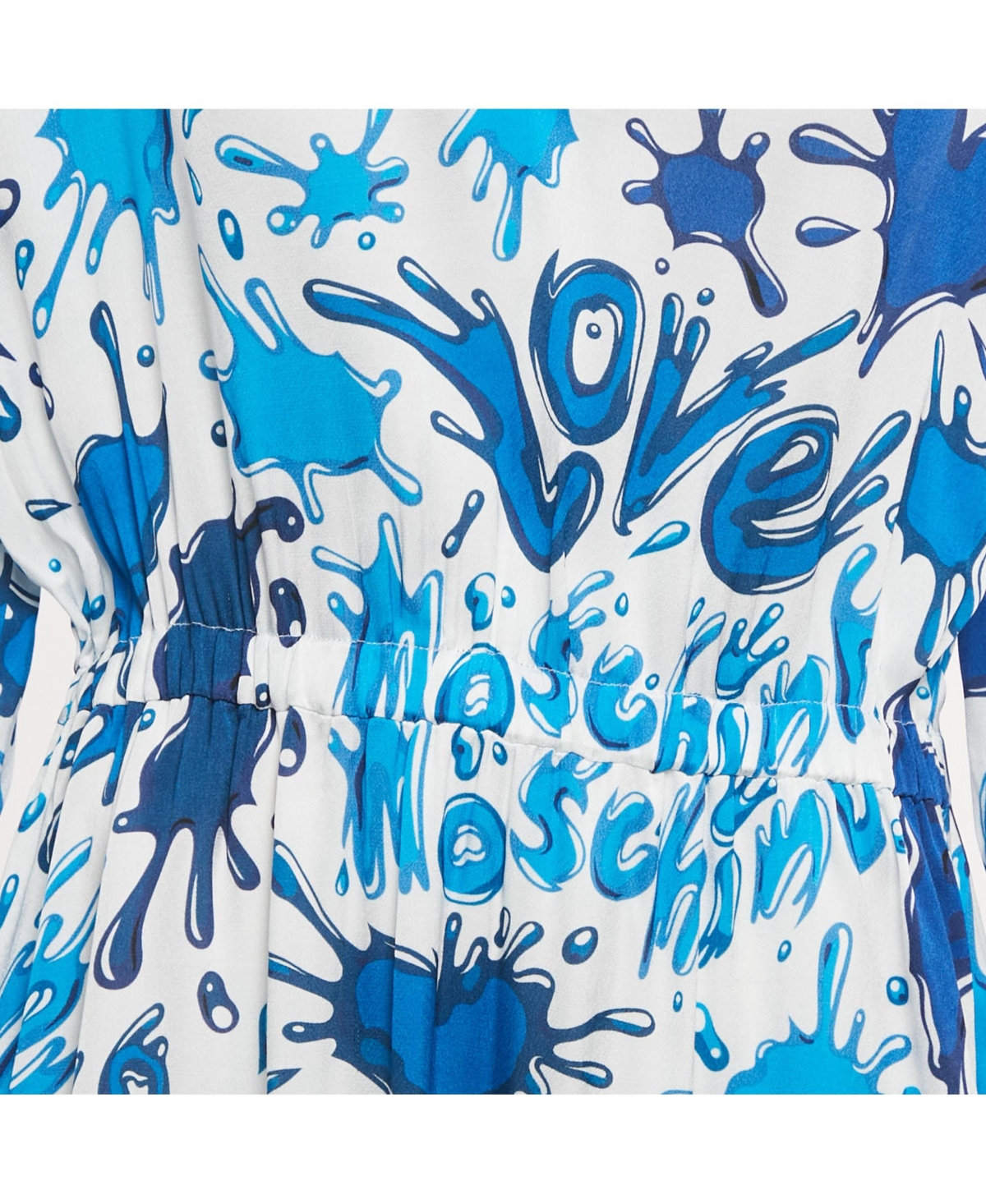 Pre-Owned Love Moschino Women's Blue/white Paint Splashed Satin Midi Dress