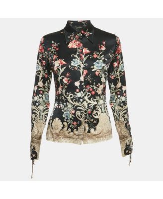 Women's Black Printed Silk Shirt