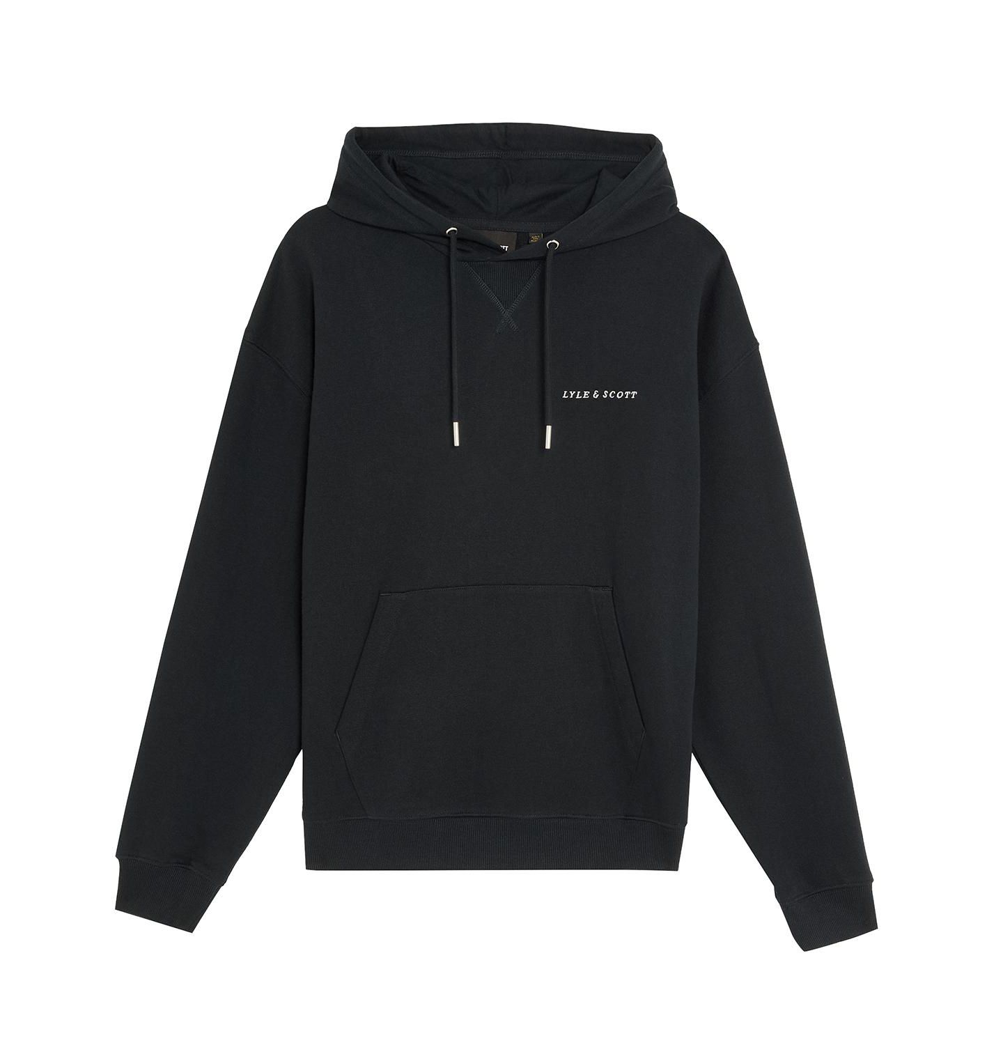 Мужское худи Lyle & Scott Script Brushback Pullover, цвет: Тёмный тёмно-синий — фото 2