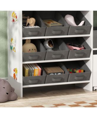 Toy Storage Organizer with 11 Fabric Bins, Moveable Cabinet