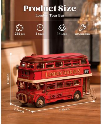3D Puzzles London Tour Bus Car Model Toy Crafts Construction Gifts for Boys Girls Adults