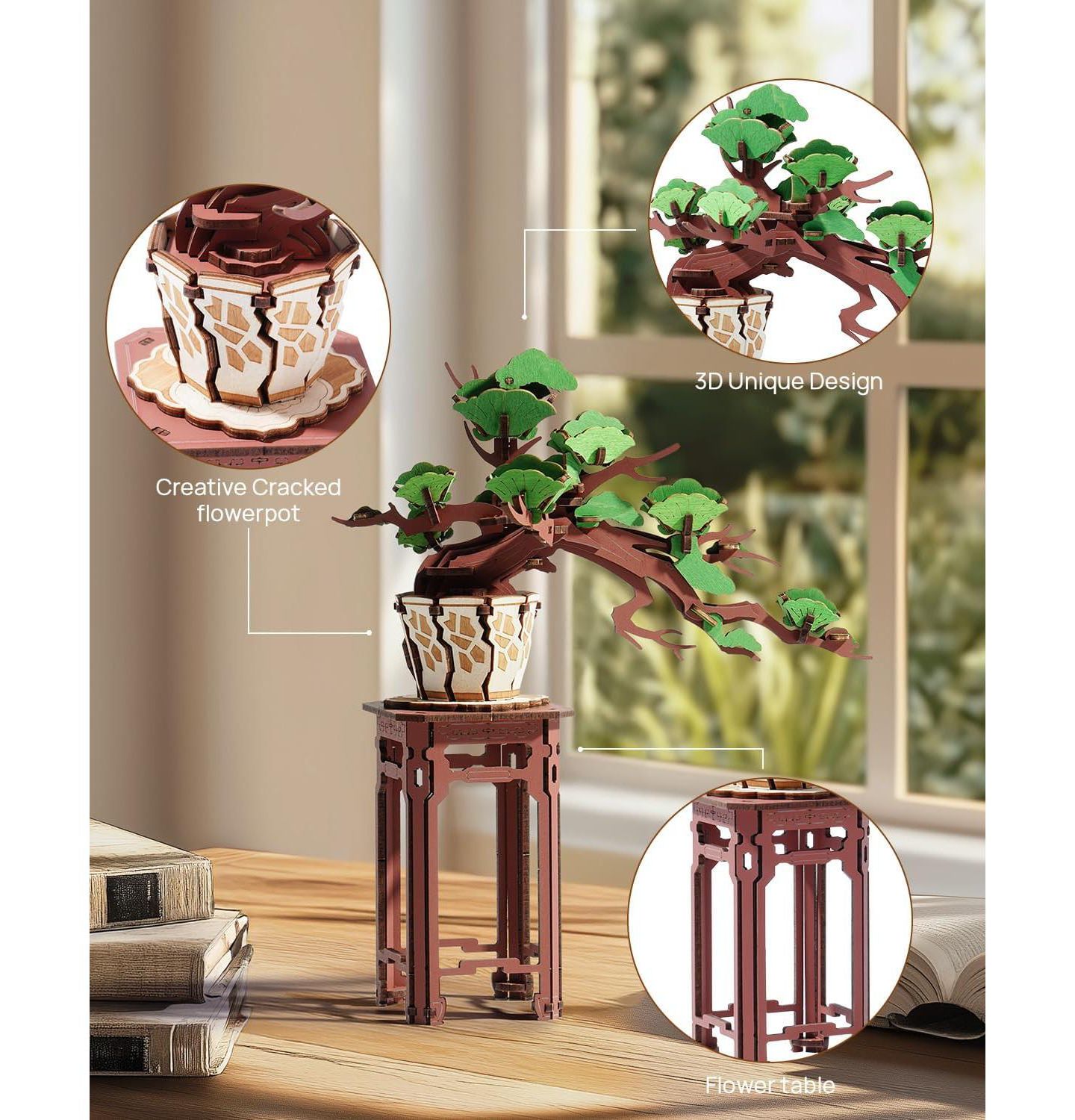 Детские игрушки Robotime 3D Puzzles Wooden Puzzle Model Kits to Build Home Decoration Creative Gifts Valentine's Day Birthday Gifts — фото 4