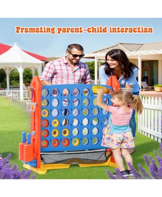 4 in 1 Giant Game Set with Adjustable Height Jumbo Connect 4 Basketball Ring Toss Golf Games Portable Outdoor Set for Kids Adults