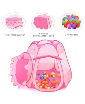 Pink Portable Kid Play House Play Tent with 100 Balls