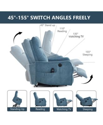 Chenille Single Motor Power Lift Recliner Chair with Massage and Heavy Duty Motion Mechanism and One USB for Charging