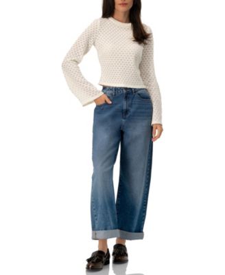Women's Textured Knit Top with Flared Sleeves