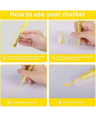 24 Colors Markers Pens Set, Nail Art Graffiti Pens, Fineliner Paint Pens for Rocks, Glass, Drawing, Fabric, Wood and DIY Crafts